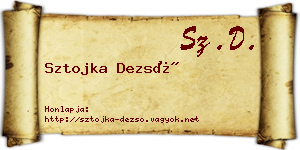 Sztojka Dezső névjegykártya